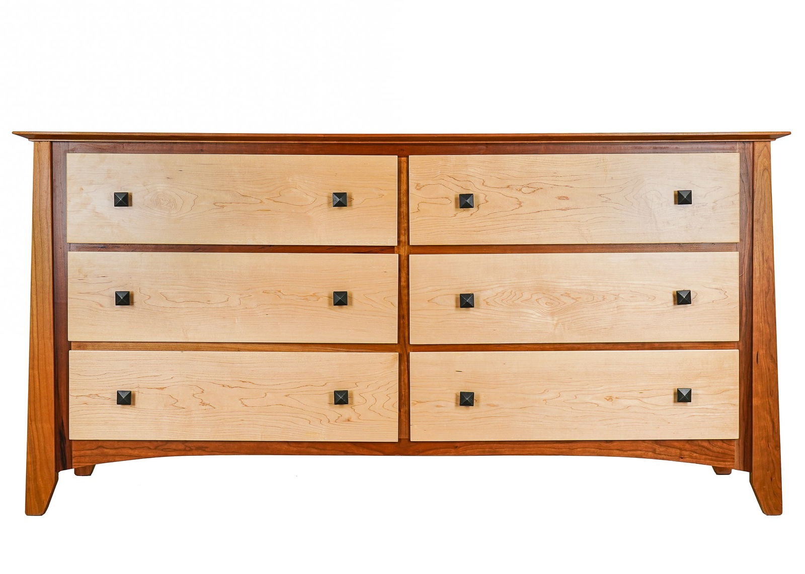 Cherry and Maple Six Drawer Long Chest (1 of 6)