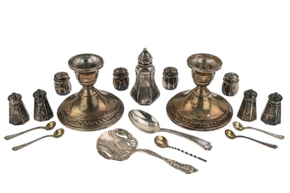 18 pcs. Assorted Sterling Holloware and Flatware