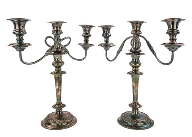 Pair of Mid 19th c. Sheffield Silver Candelabra