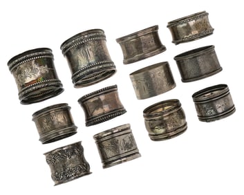 Collection of 12 Sterling Napkin Rings