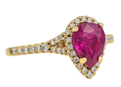 1 CT Ruby, Diamond, & 18k Ring