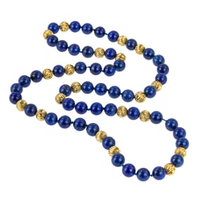 Lapis & 14k Bead Necklace