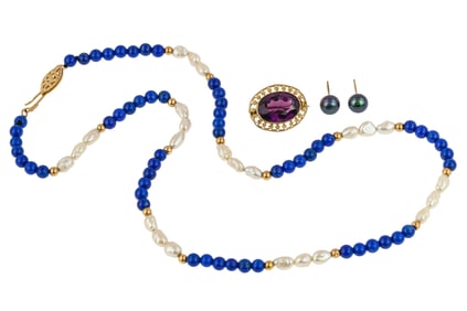 Vintage Gold Brooch, Necklace, & Earrings