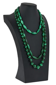 3 Malachite Bead Necklaces