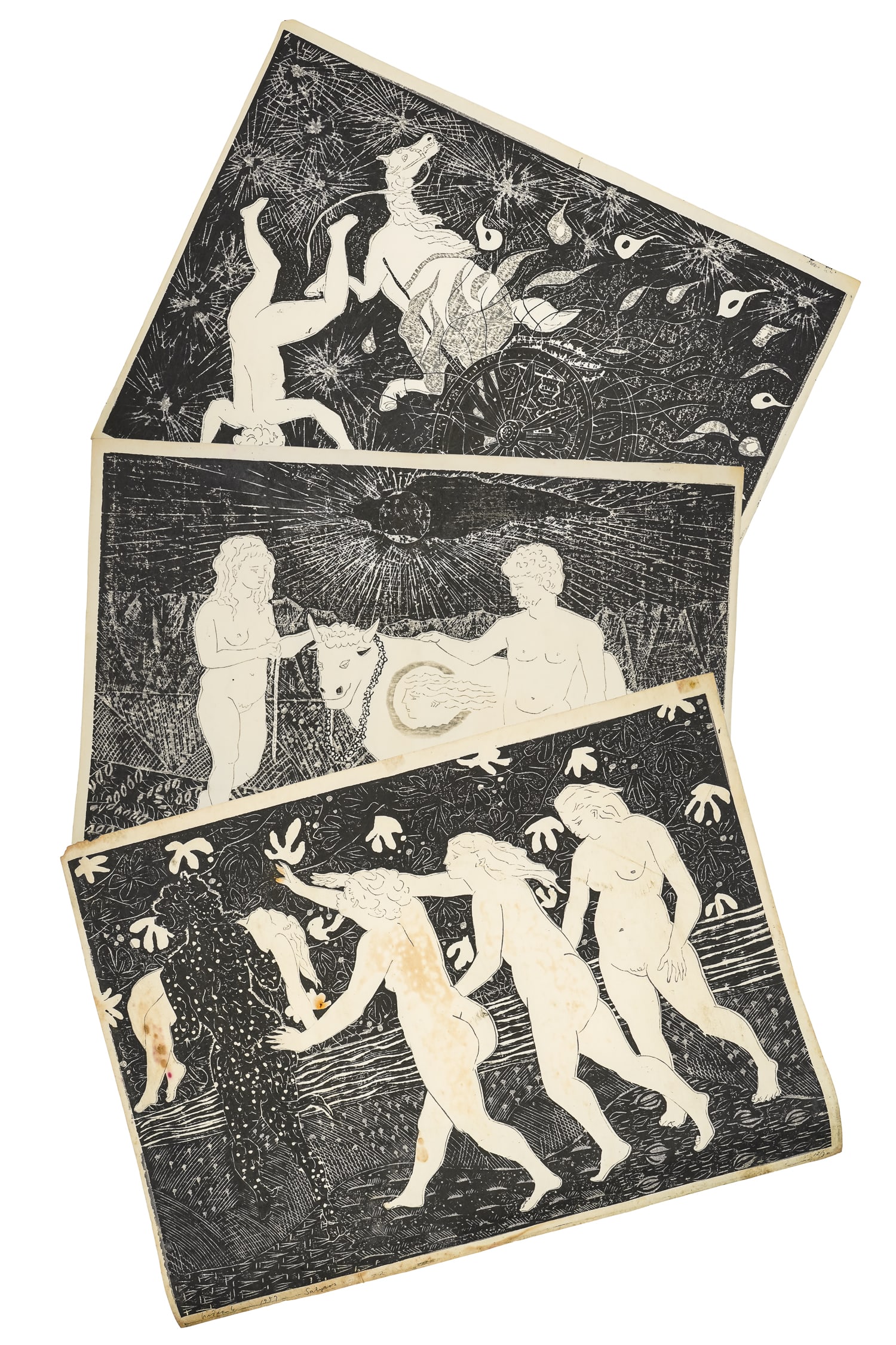 Hideo Hagiwara (JP 1913-2007) Three Neoclassical Woodblocks (1 of 11)