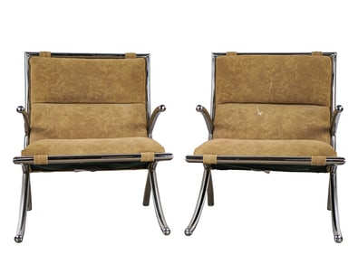 Pair of Italian Chrome Lounge chairs