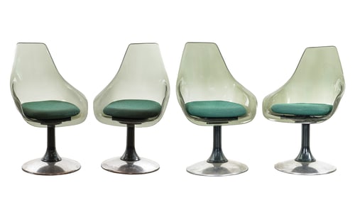 Four Chromcraft Smoked Lucite Chairs