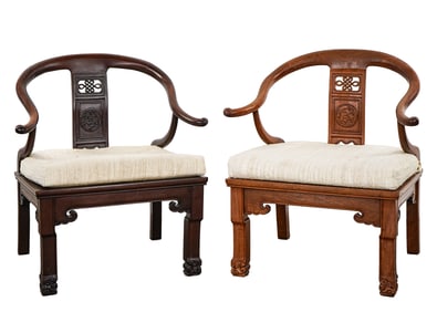 Pair of Early 20th c Chinese Horseshoe Chairs