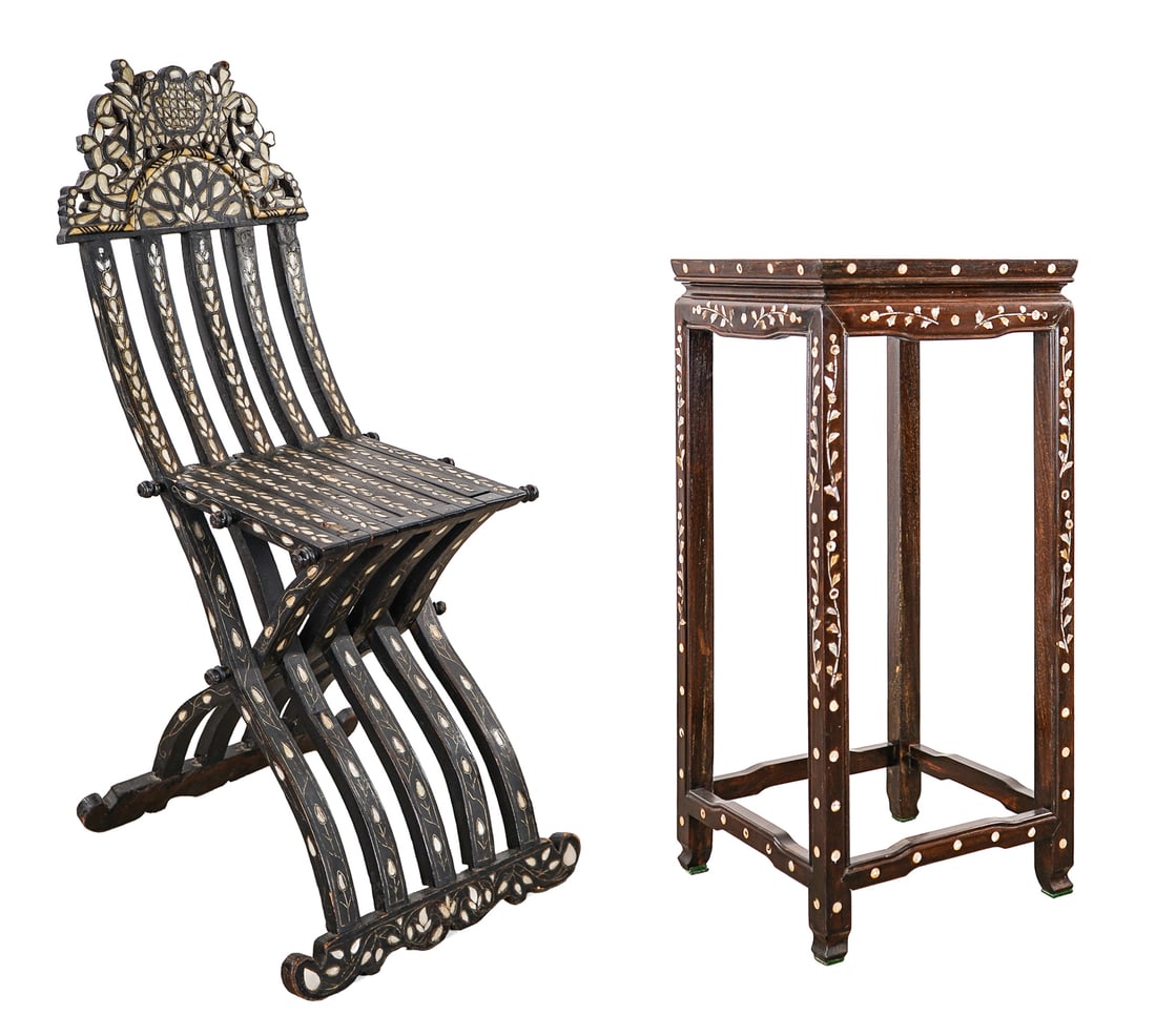 Mother of Pearl Inlaid Stand and Chair (1 of 11)