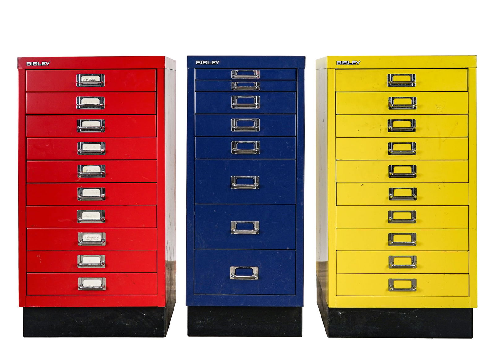 Three Bisley Steel 8 Drawer flat files (1 of 9)