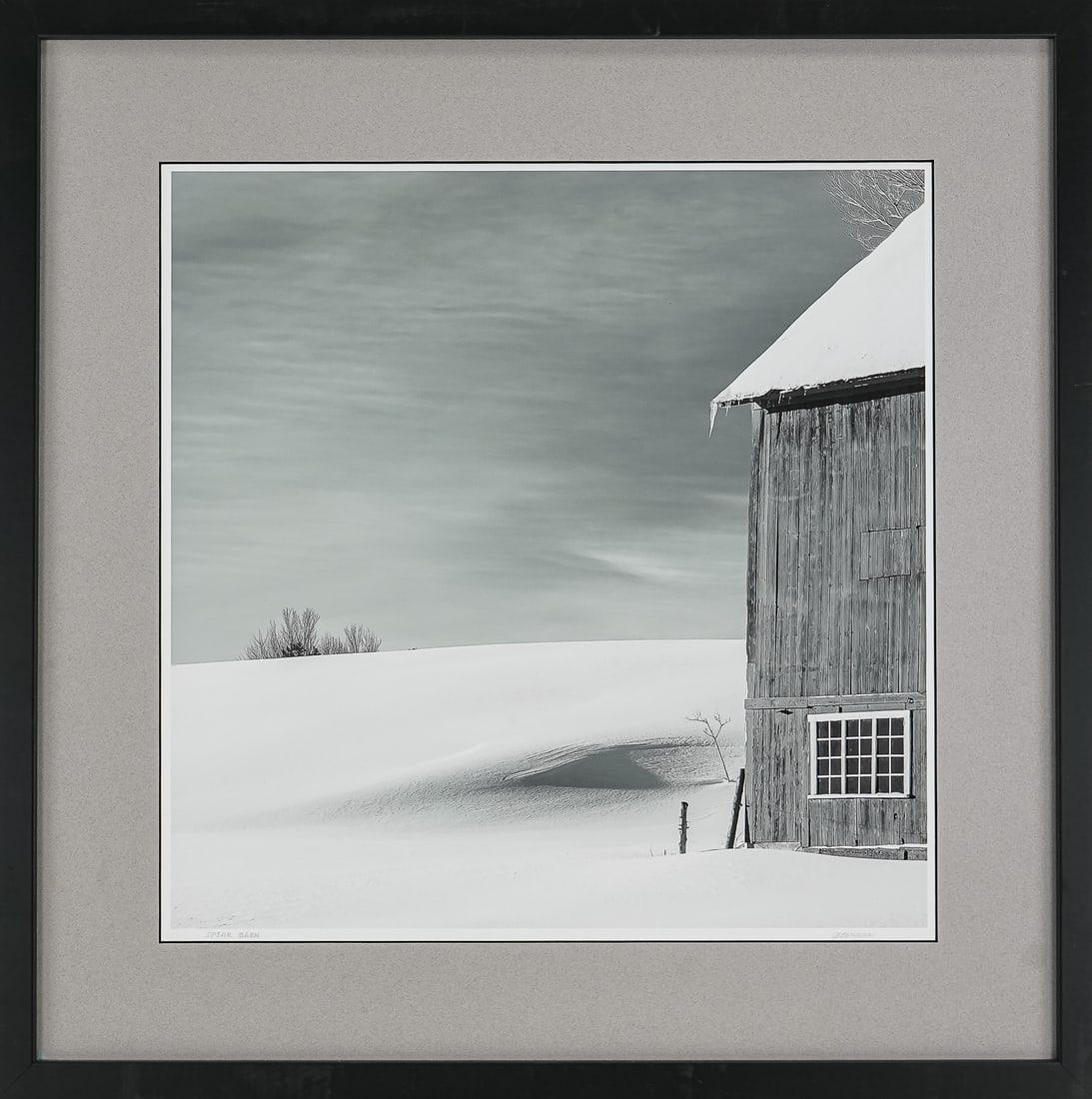 Greg Nicolai (VT Contemporary) Spear Barn: Greg Nicolai (Vermont Contemporary) Spear Barn - Photographic print on museum paper- 18 x 18" 26 x 26" as framed. Greg did not consider himself a photographer until he started printing his photographs