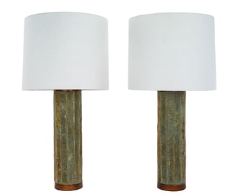 Pair Modern Slate Table Lamps