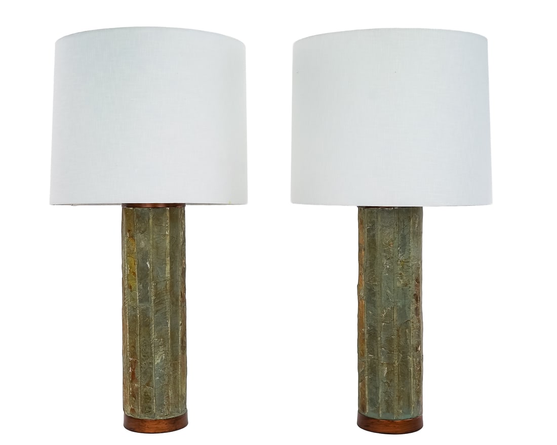 Pair Modern Slate Table Lamps (1 of 6)
