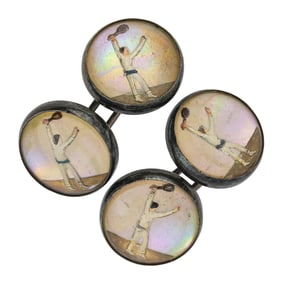 Pair Antique Tennis Player Cufflinks
