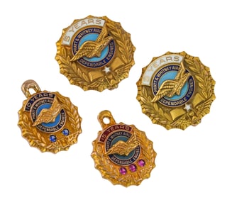 4 Yellow Gold Service Pins