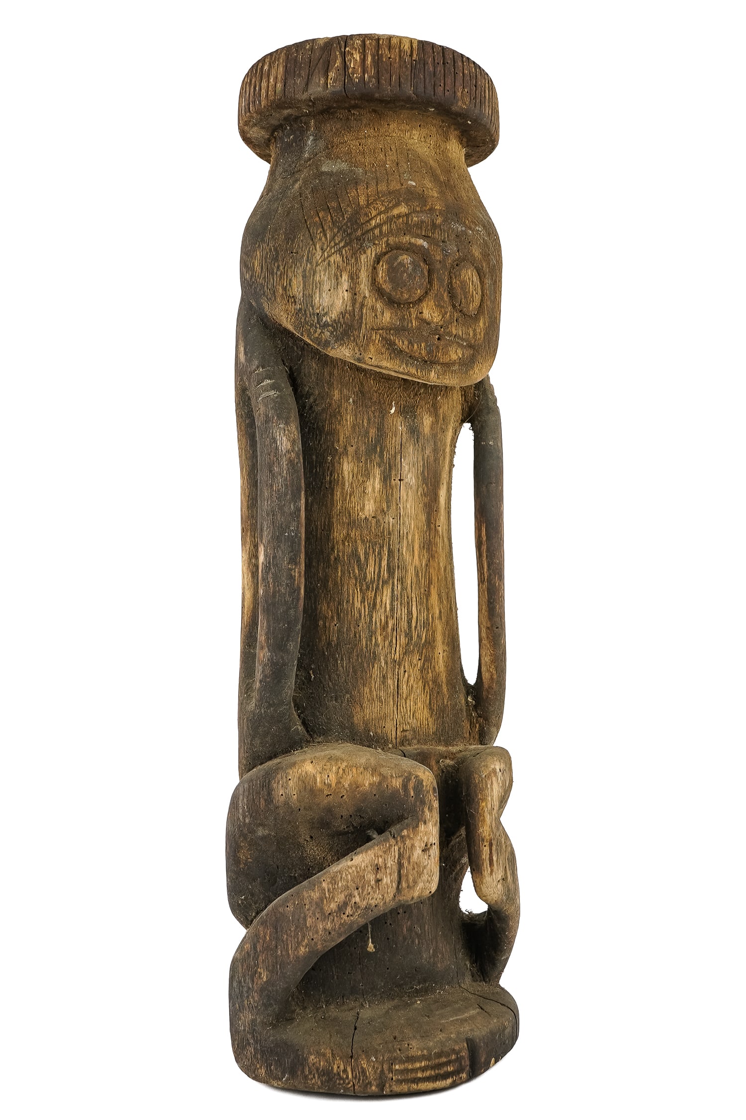 African Carved Wooden Figure: African carved wooden tribal ancestor figure, ht 22 1/2"