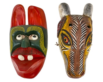 Guatemalan Carved and Painted Wooden Masks