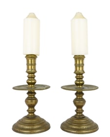 Vietnamese Brass Temple Candlesticks