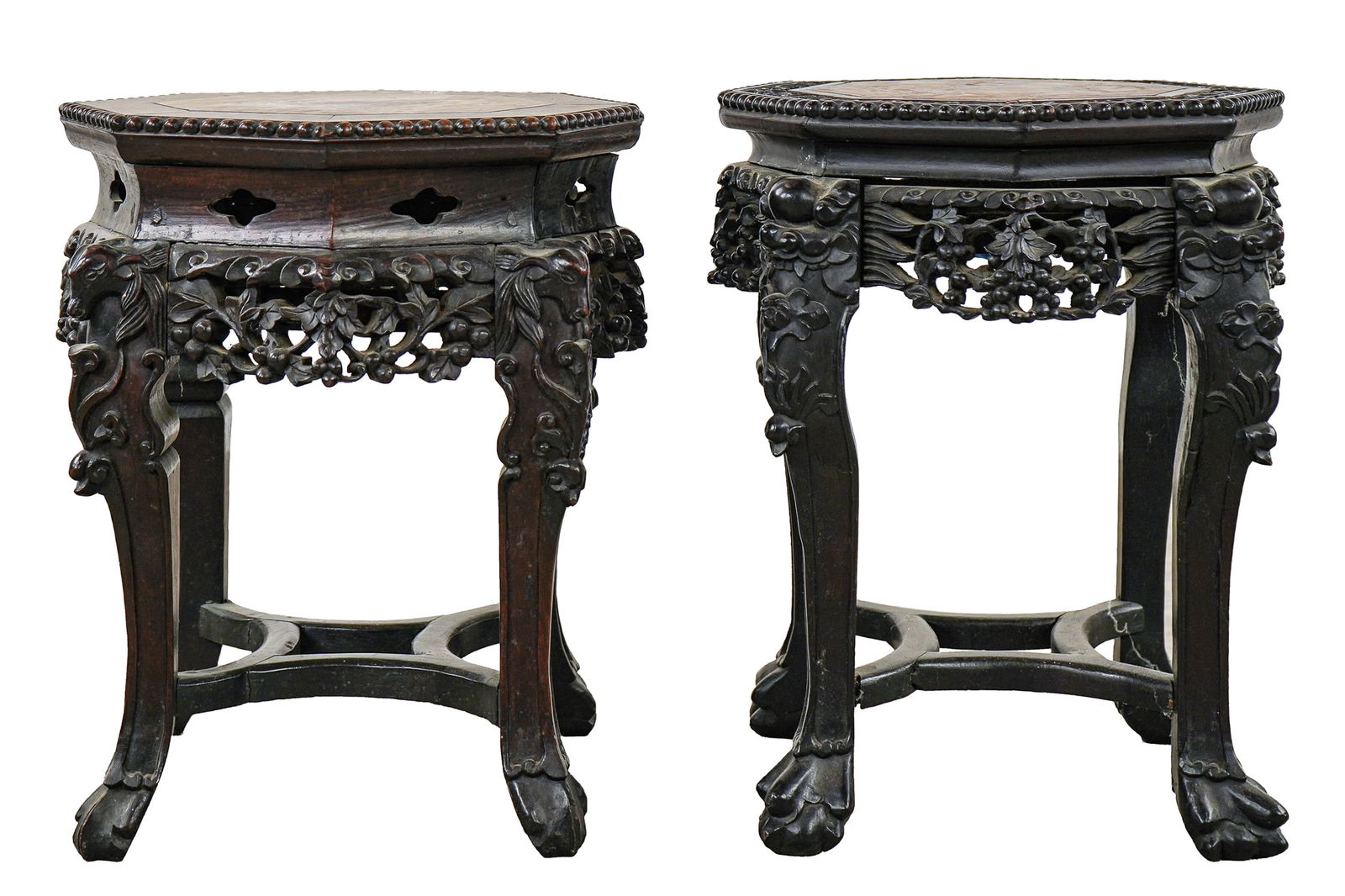 Early 20th c Chinese Marble Top Stands (1 of 7)