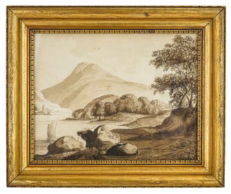 19th c Hudson River School Pen and ink drawing