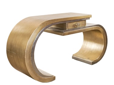 Circa 1990 Silver Leaf C Curve Console Table