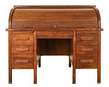 Circa 1910 Oak "C" Roll Top Desk