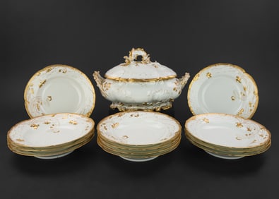 Wm. Guerin Limoges Soup Tureen and 12 Bowls