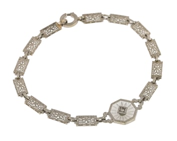 Ca. 1910 14k White Gold Bracelet
