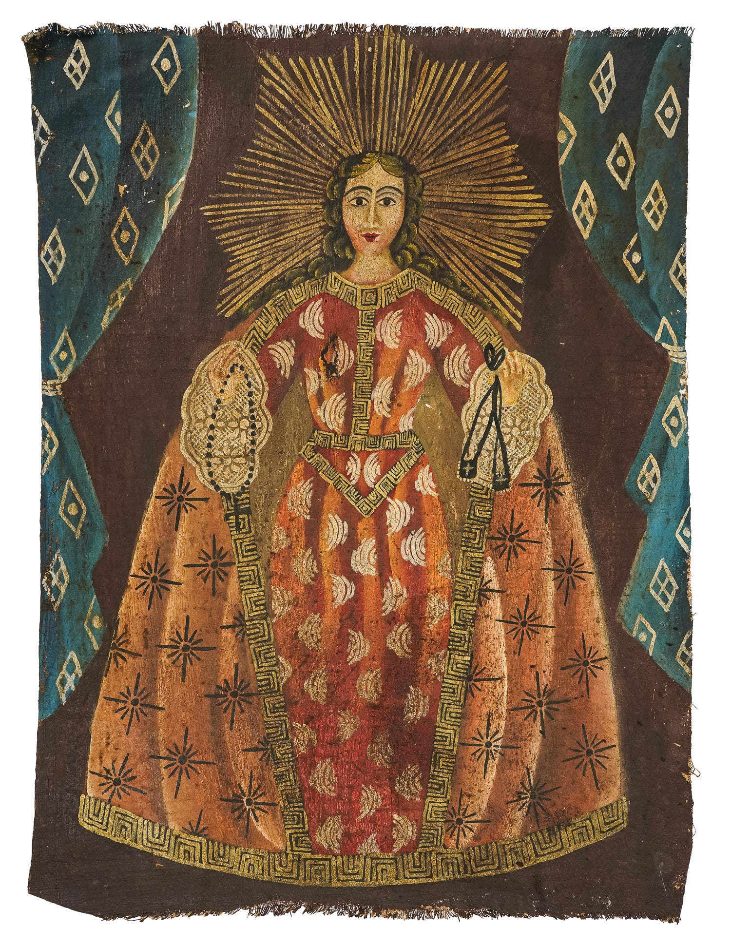 19th c Cuzco School Painting of Virgin Mary (1 of 5)
