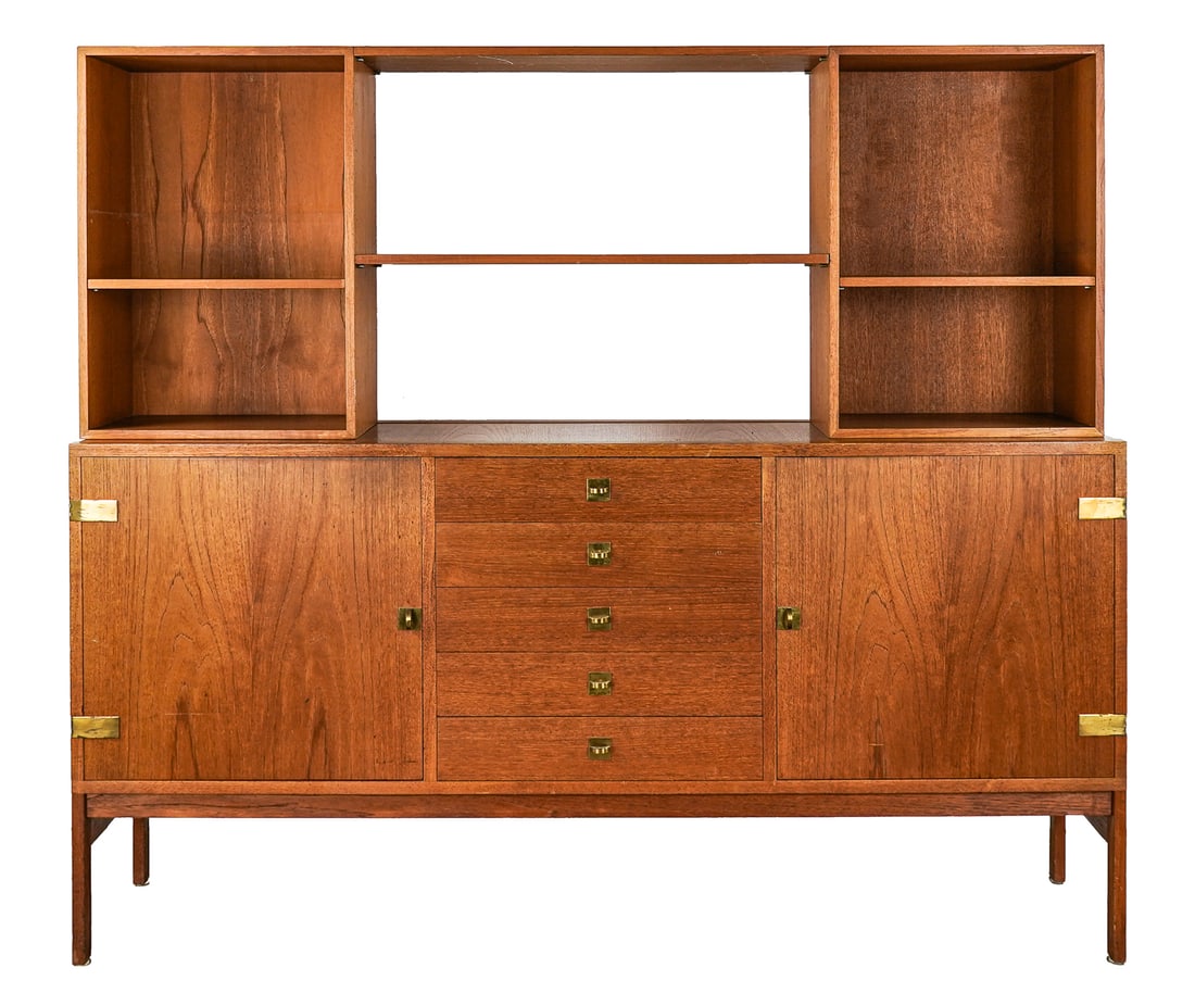 Ole Gjerlov-Knudsen and Torben Lind for France and Son. Moduline Sideboard: Ole Gjerlov-Knudsen Torben Lind for France and Sons "Moduline" Danish Teak MCM Mid century modern sideboard and cabinets (Sometimes listed as Finn Juhl) - Teak with brass hardware- overall good condit