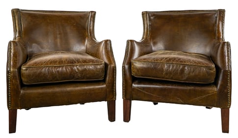 Pair of Leather Club Chairs
