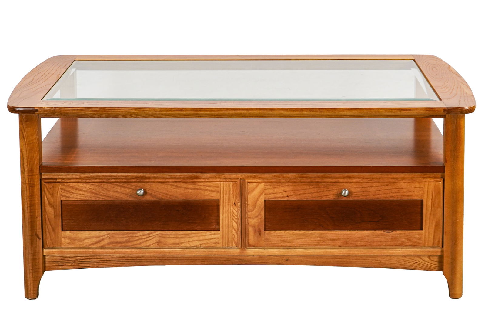 Cherry and Oak Glass top coffee table (1 of 6)