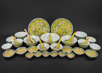 Chinese Imperial Yellow Famille Rose Porcelain