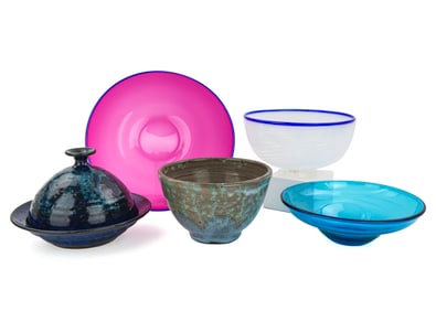 5 pcs. Vermont Art Glass and Pottery