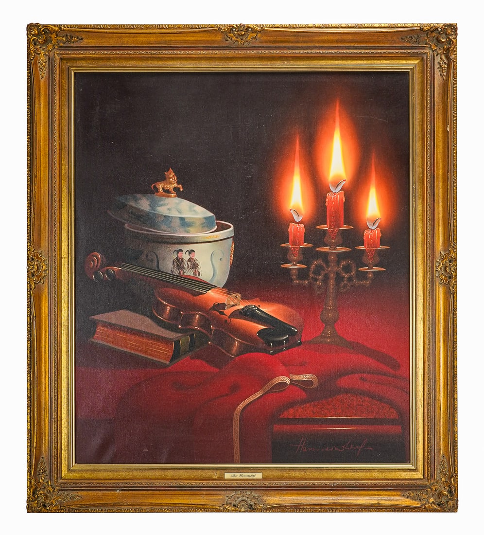 Alois M Hennersdorf (German 1927-) Still Life: Alois M Hennersdorf (German 1927- ) oil on canvas still life with candles sight 27" x 23", overall framed 34" x 30"