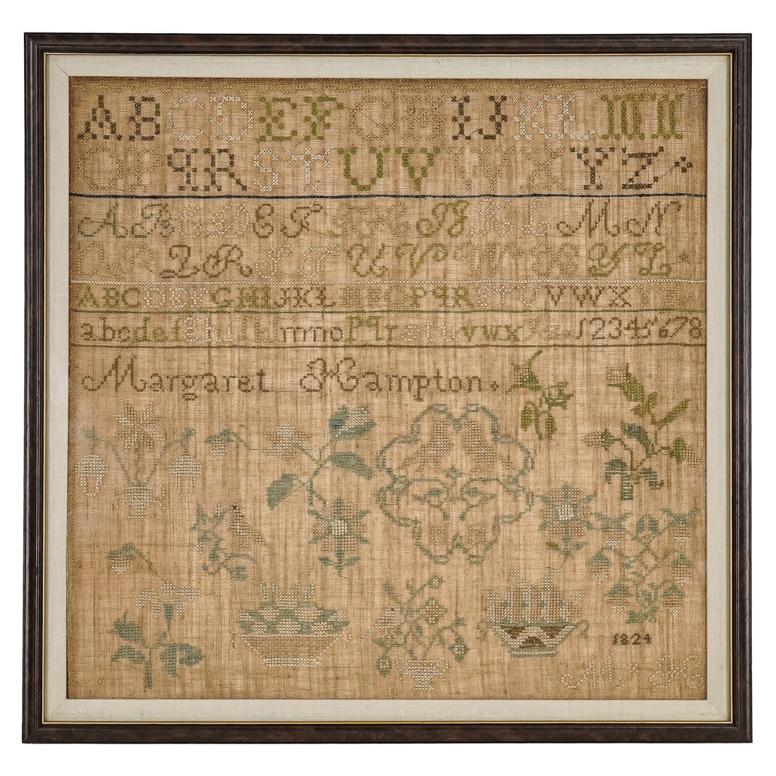 1824 Margaret Hampton Schoolgirl Sampler (1 of 5)