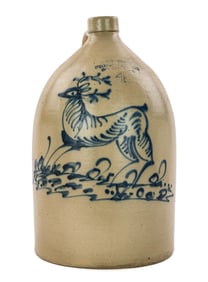 NY Stoneware Co Deer Decorated Crock