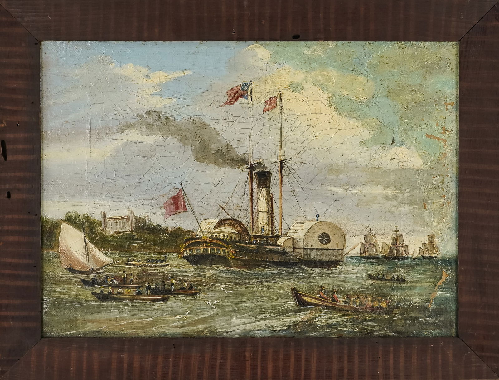 Early 19th c English School Painting of a Steamer (1 of 6)