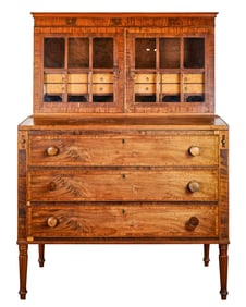 19th c Vermont petite two part secretary