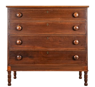 19th c Sheraton Cherry four drawer chest