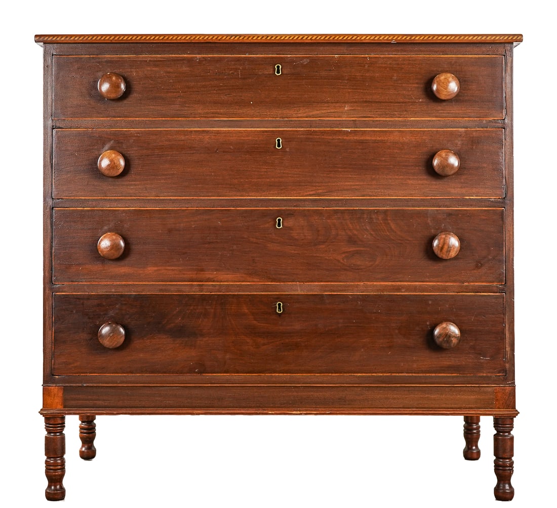 19th c Sheraton Cherry four drawer chest (1 of 6)