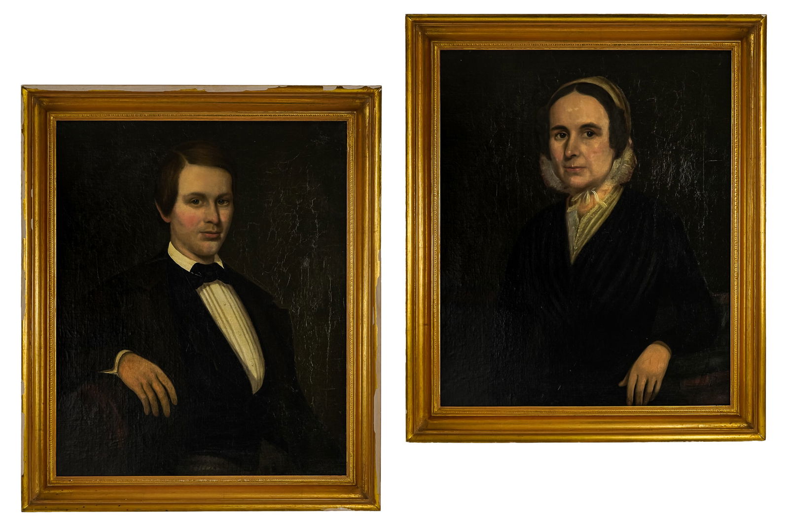 Pair of circa 1850 American School Portraits (1 of 7)