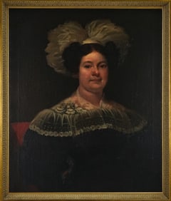 Circa 1830 Portrait of a Woman with elaborate hairbow