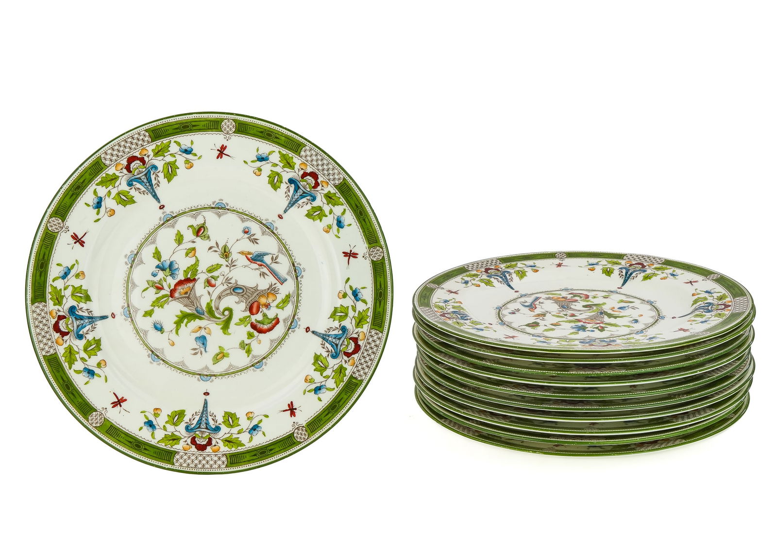 11 Wedgwood Cornucopia Porcelain Dinner Plates: Wedgwood "Cornucopia" 10 1/4" porcelain dinner plates (11 pcs)