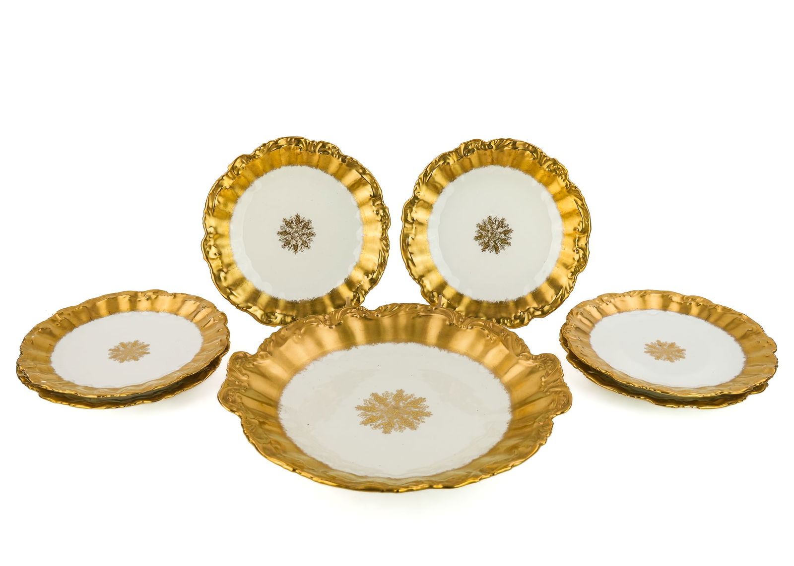 7 pc. Strauss Limoges Gilt Porcelain Dessert Set (1 of 6)