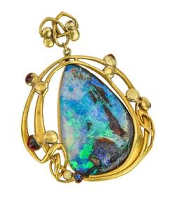 Art Nouveau Yellow Gold & Opal Pendant