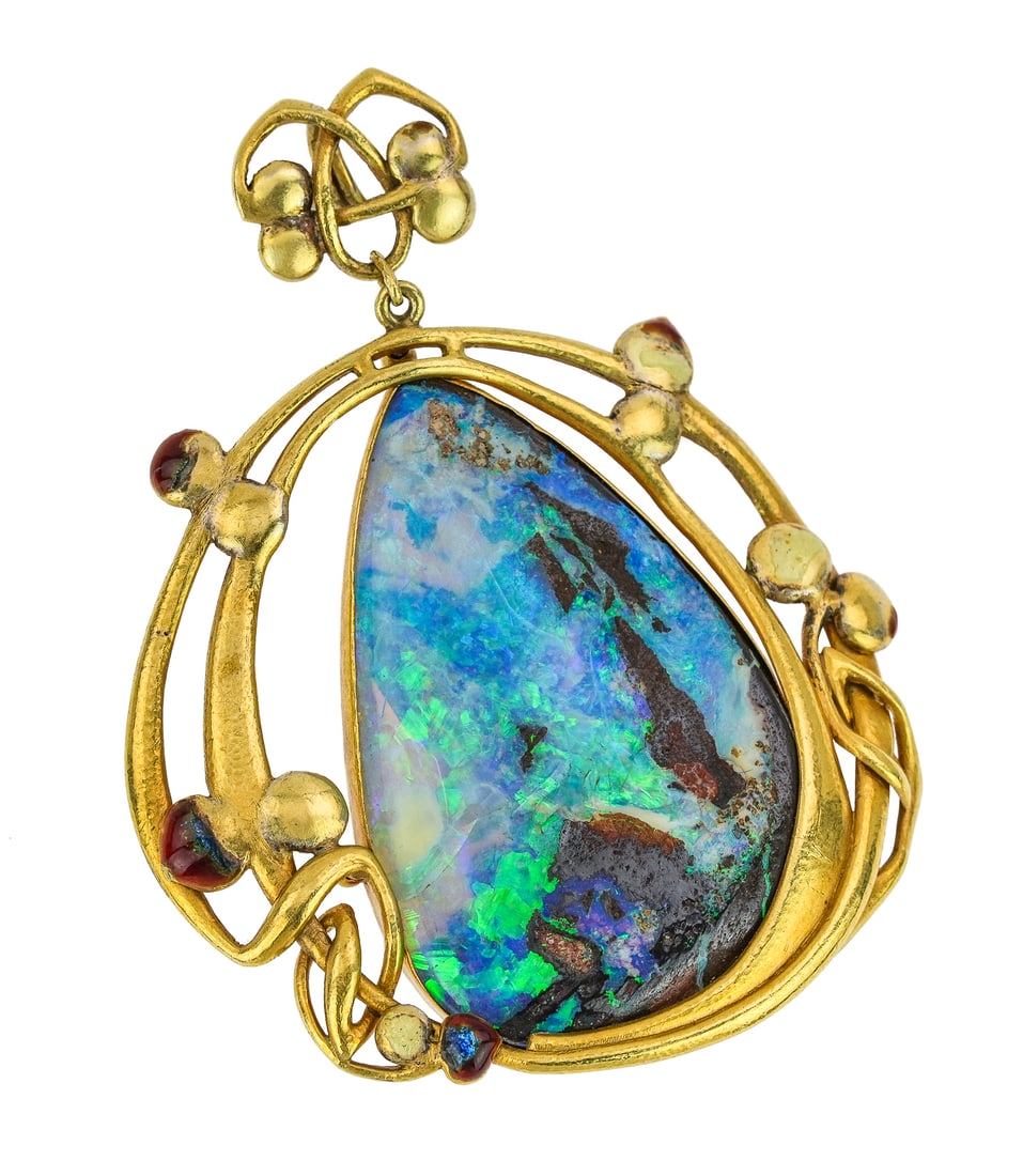 Art Nouveau Yellow Gold & Opal Pendant (1 of 5)