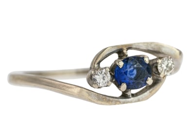 Sapphire, Diamond, & 14k Ring