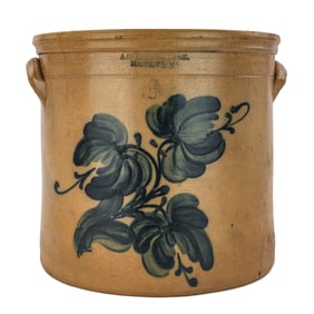 Whittemore, Havana Blue Decorated crock