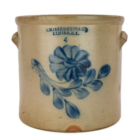 Farrington, Elmira Blue Decorated Crock
